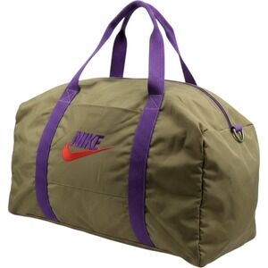 Vintage Nike Duffle Bag Olive Green Purple 90s Gym Travel Bag Made in Korea